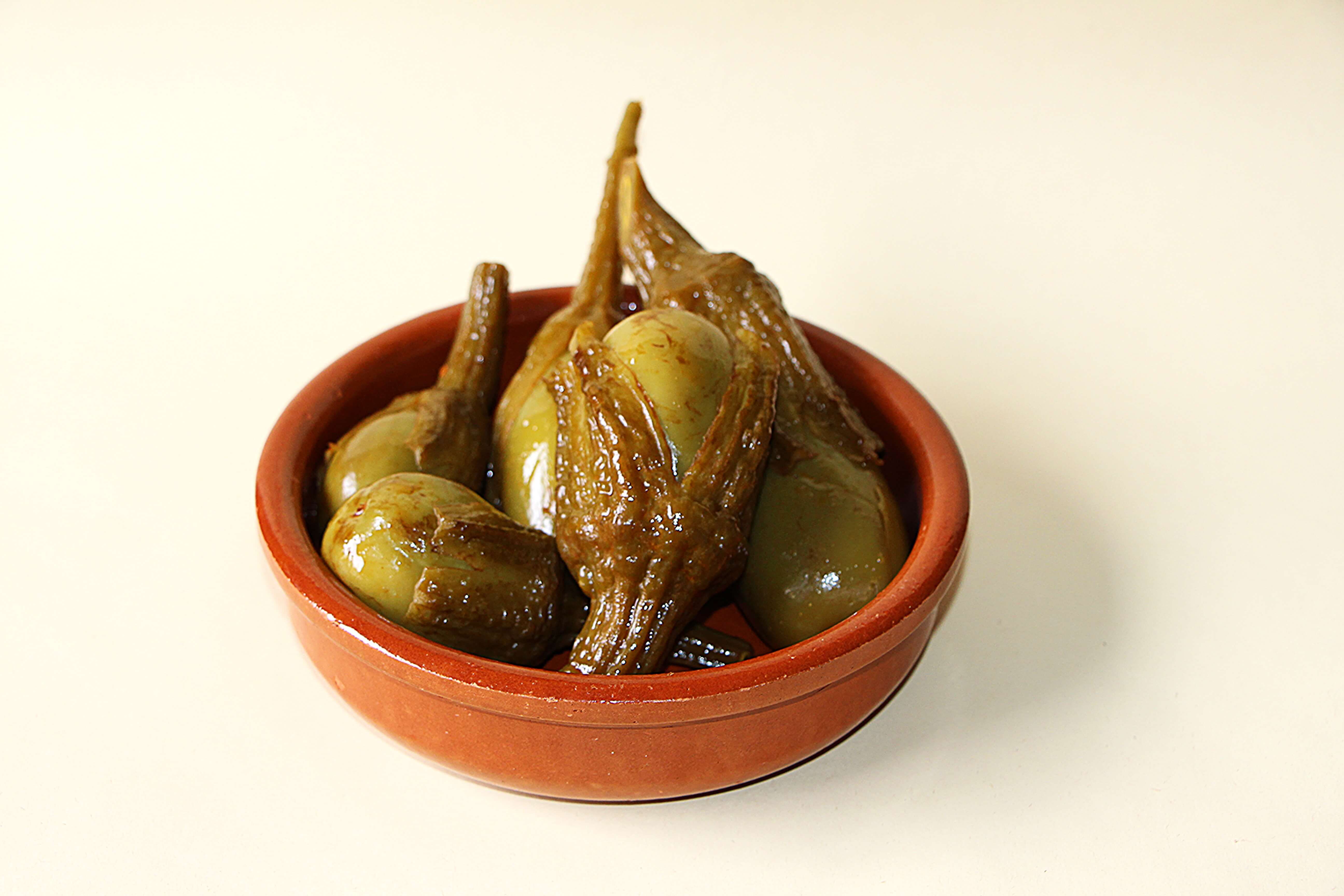 Berenjenas de Almagro encurtidas estilo manchego pimentón ajo comino